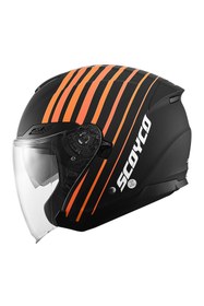 Resim Scoyco Motosiklet Güneş Vizörlü Motor Yarım Açık Kask Track Siyah 