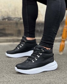 Resim Wovna Siyah Cilt Yüksek Taban Yarım Bilek Bot 