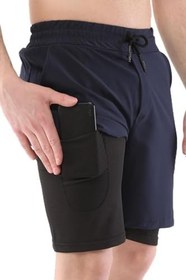 Resim Ghassy Co. Erkek Running Hızlı Kuruma Micropolyester Arka Fermuar Cepli Ve Havlu Halkalı Antrenman Futbol Fitness Kısa Taytlı Şort 
