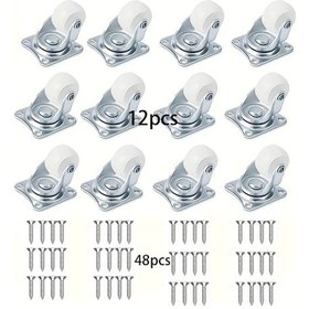 Resim Dashanshop 12 Adet 1 Inç Dönen Tekerlek 48 Vida Ofis Mobilya Dolap Tekeri Beyaz 