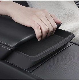 Resim Honeybeeshop 2023-2025 Tesla Model 3 Y Siyah Araç Merkezi Konsol Göz Cebi Organizer İç Dolgu Kutusu 