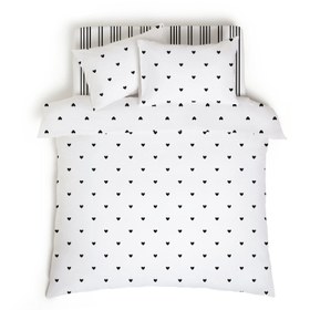 Resim Evmila Siyah Minik Kalpler Desenli Nevresim Takımı - 220x240 Cm Nevresim + 50x70 Yastık kılıfı + 180x200 Cm Çarşaf 