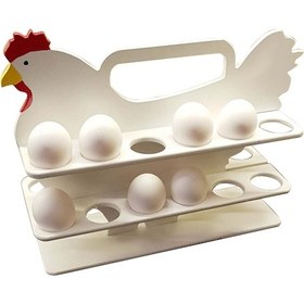 Resim Honmex Ahşap Yumurta Depolama Rafı, 2 Katlı Ve 24 Bölmeli, Gerekliğinde Ayrılabilir, Mutfakta Düzenli Saklama Pg-4255 