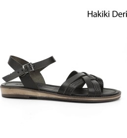 Resim Gönderi(r) Kadın Siyah Parmak Arası Hakiki Deri Sandalet 