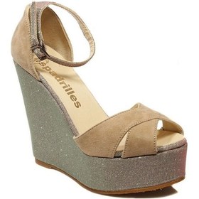 Resim Espadrilles Spain Bej Simli Dolgu Topuklu Sandalet Kadın Ayakkabı Bej 