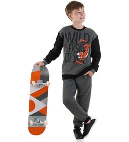 Resim Denokids Wild Oversize Erkek Çocuk Eşofman Takımı - Gri 