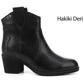 Resim Gönderi R Siyah Kalın Topuklu Hakiki Deri Kovboy Bot Siyah 