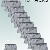 Resim 10'lu Paket Açık Gri "Merhaba" Erkek Boxer Briefs, Moda Polyester İç Çamaşırı, Klasik Et-Siz Tasarım, Elastik Spor Şort, Günlük Erkek Alt Giyim 