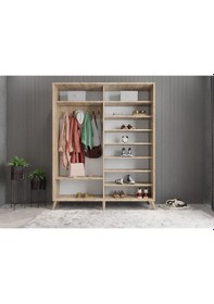 Resim İmaj Sürgülü Portmanto Vestiyer Meşe Beyaz - Montaj Dahil 160 Cm 