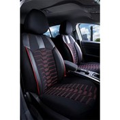 Resim Suzuki Maruti ile Uyumlu Lüx Deri Detaylı Oto Koltuk Kılıfı Ön Arka Takım PLATINUM Serisi SİYAH KIRMIZI 