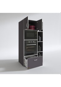 Resim Kenzlife fırın dolabı makbule gri 180*90*56 mutfak çekmeceli ayaklı banyo kiler ofis 