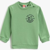 Resim Erkek Bebek Baskılı Sweatshirt Uzun Kollu Bisiklet Yaka Pamuklu 