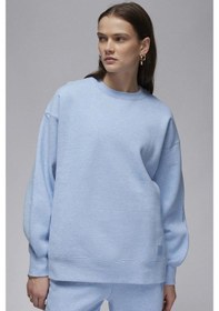 Resim Nike Jordan Jumpman Flight Fleece Crew Oversize Kadın Geniş Kalıp Sweatshirt Açık Mavi 