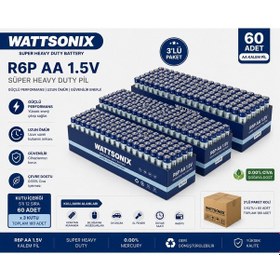 Resim Wattsonix R6p Aa Kalem Pil 60'lı 3 Lü Paket 