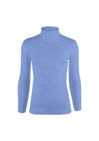 Resim Erkek Mavi Balıkçı Yaka Boğazlı Slim Fit Kazak Mavi 