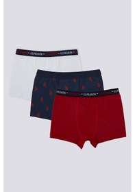 Resim U.S. Polo Assn. U.S. Polo Assn Emblem Detail Kırmızı Erkek Çocuk 3'lü Boxer Kırmızı 