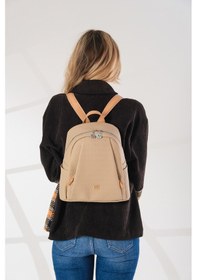 Resim Just Polo Kadın 9 Bölmeli Büyük Boy Sırt Yıkamalı Çantası Bej 