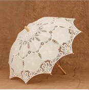 Resim Oldfriend Siyah Vintage Dantel Ve Nakışlı Kadın Şemsiyesi - Manuel Açılır, Güneşlik 
