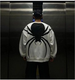Resim Erkek Beyaz Örümcek Baskılı Oversize Bisiklet Yaka Sweatshirt Tyc10zvspn1694928 Siyah 