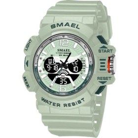 Resim Hanyang Matcha Yeşil Smael Açık Spor Dijital Saat Erkekler Için Kronometre Çift Hareket Kuvars Saatı Alarm LED Arka Işık Elektronik Saat (Yurt Dışından) 
