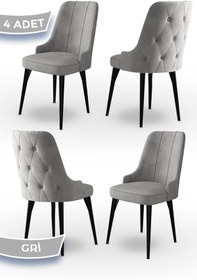 Resim Canisa Maya Serisi, 1.sınıf Babyface Ithal Kumaş Sandalye , Siyah Gürgen Ayak, 4 Adet Gri Sandalye 