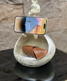 Resim Dekoratif Polyester Çerezlik&telefonluk Biblo Krem Gümüş Eskitme 