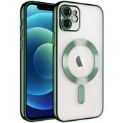 Resim CaseArt Apple Iphone 11 Mag Safe Özellikli Lens Korumalı Logo Gösteren Şeffaf Silikon Kılıf -yeşil 