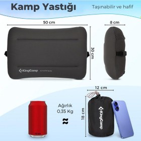 Resim Kingcamp Hypnos Yıkanabilir Kılıflı Hafızalı Kompakt Şişme Kamp Yastığı Antrasit 