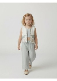 Resim Zekids Kız Çocuk Yelek Crop Pantolon Üçlü Tasarım Takım-17243 Çok Renkli 