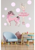 Resim Crevidi Dans Eden Balerin Ve Unicorn Çocuk Odası Stickeri (508942642) 