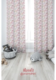 Resim Renkli Kalpler Desenli Baskılı Çocuk Ve Bebek Odası Fon Perdesi 2 Kanat - Prd-35 Çok Renkli 