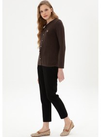 Resim U.S. Polo Assn. Kadın Siyah Carrot High Fit Kanvas Pantolon 50316902-VR046 