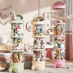 Resim 90L Kapasiteli Şeffaf Depolama Kulesi, 69cm Yükseklikte 1.2mm Kalınlığında PET Malzemesi ile, 15kg'a Kadar Deformasyonsuz Tutabilir, Çift Çekmece + Ekran Kova Tasarımı, 50 Peluş Oyuncak için, 80% Artan Depolama Alanı Verimliliği, Oyuncak Depolama Organizatörü, Eğlenceli Tasarım, Sağlam İnşaat, Peluş Oyuncak Organizatörü | Eğlenceli Tasarım Organizatörü | Dayanıklı Plastik İnşaat, Oyuncak Depolama Organizatörü, En İyi Noel için, Oda Dekoru için Mükemmel, Süs Depolama 