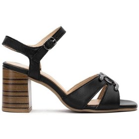 Resim Venüs Candida Hakiki Deri Comfort Ortopedik Kadın Sandalet Siyah 