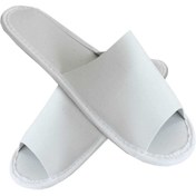 Resim PRİVATE 100 Çift Spa Terliği Önü Açık Kaymaz Tabanlı Biyesiz Beyaz Otel Terliği Tek Kullanımlık Kullan At 