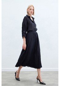 Resim Sateen Kraşlı Kloş Etek - Antrasit-136224 Antrasit 
