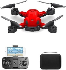 Resim Başlangıç Drone 720P HD Kameralı Drone Katlanabilir Taşıma Çantalı 4 Pervaneli Havada Sabit Kalma Özellikli (kırmızı) 