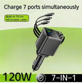Resim Topnotch 2025 Black 7 İn 1 Pd Hızlı Şarj Usb C Araç Şarj Cihazı Voltmetre Tüm Araçlar İçin 