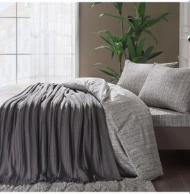 Resim Taç Trikolu Nevresim Set Waffle Gri Çift Kişilik 