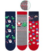 Resim MEM SOCKS 3'lü Yılbaşı Temalı Kaydırmaz Çocuk Havlu Çorap 