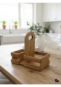Resim Ahşap Doğal Baharatlık Yağdanlık Ve Peçetelik Altı Kiraz 1 Adet Ahşap 