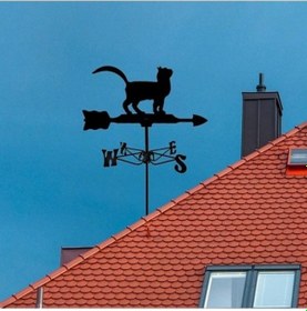 Resim Lijinxu Bahçe Çim Kedi Için Ferforje Weathervane Rüzgar Yönü 