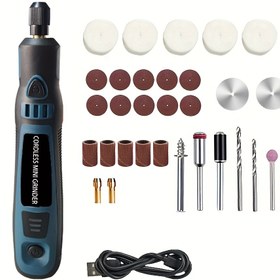 Resim USB Şarj Edilebilir Pil, Matkap ve Cilalama Alet Seti, Çok Fonksiyonlu Elektrikli Tel Mini Oyma Makinesi Cila Kalemi - DIY Takı, Cam, Ahşap ve Plastik için 
