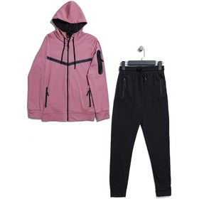 Resim Unısex Dalgıç Kumaş Kapüşonlu Eşofman Takımı Esf-600 Pembe 