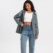 Resim İpli Düz Kapüşonlu Ceket, Günlük Uzun Kollu Çok Yönlü Dış Giyim, Bayan Giyim 