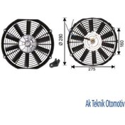 Resim Fan Motoru 12V Universal Pervaneli 11Inch 280Mm 504628112 