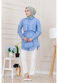 Resim Sevitli Beli Bağcıklı Allerli Taşlı Tunik-bebe Mavi-5220 Bebek Mavisi 