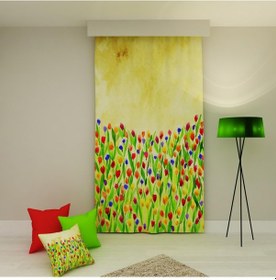 Resim PAREDORA Renkli Laleler Tek Kanat Fon Perde 