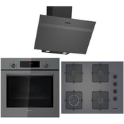 Resim Siemens Yeni Ankastre Set HB012FBH1T Fırın EO7C8PP30O Yeni Ocak 67 cm ve LC64KPJ70T Davlumbazlı Set 