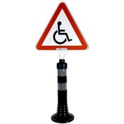 Resim İleri Trafik Engelli Park Yeri Üçgen Uyarı Levhalı Delinatör Seti Siyah 